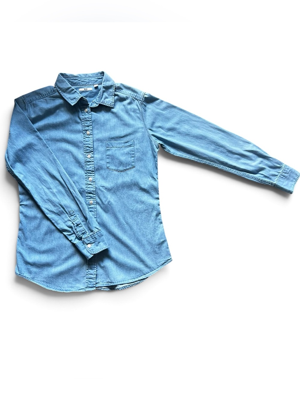 UNIQLO Light Blue Denim 100% Cotton Button-Up Shirt M, Women